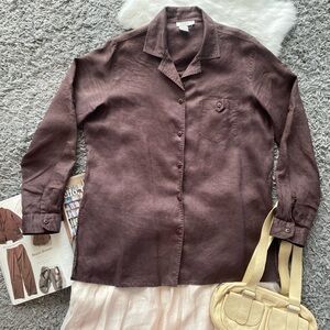 Puli Linen Brown Button-Up Shirt